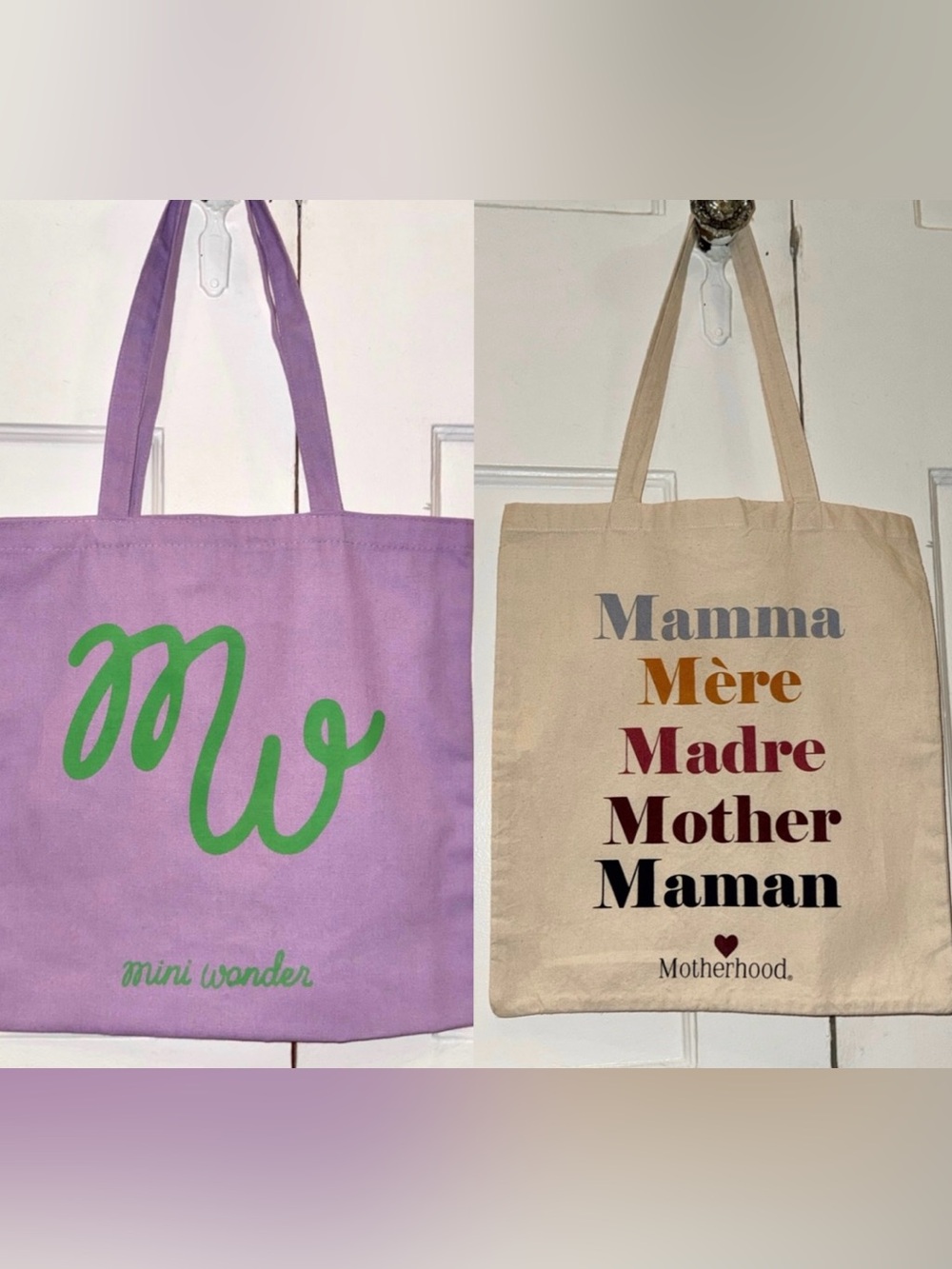 Mom Canvas Tote Bag Set of 2 - Mini Wonder & Motherhood Maternity